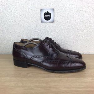 Salvatore Ferragamo Firenze Wingtip Oxford Shoes Red Brown Men’s Size 9 D